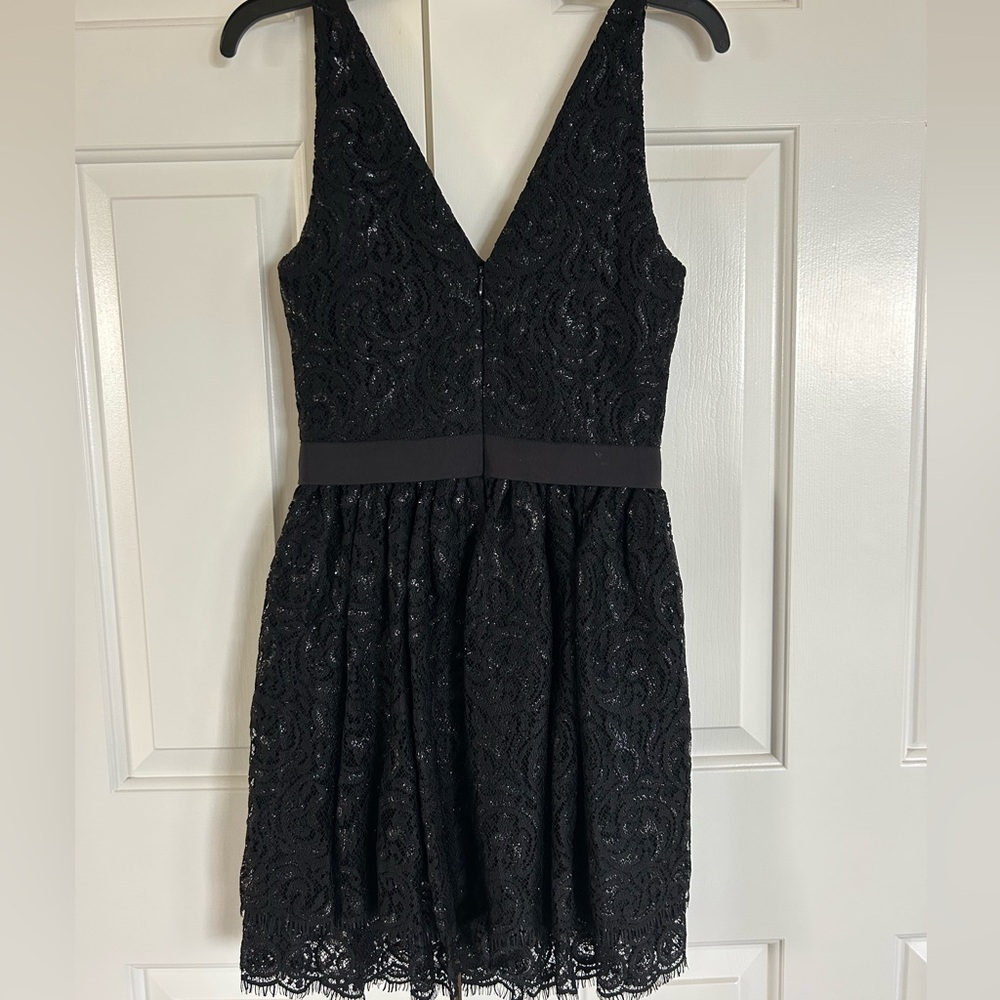 Black lace, mini cocktail dress